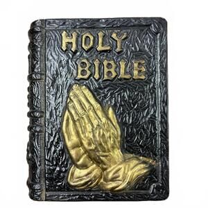 Vtg Rubens Originals Black Gold Religious Praying Hands Bible Japan